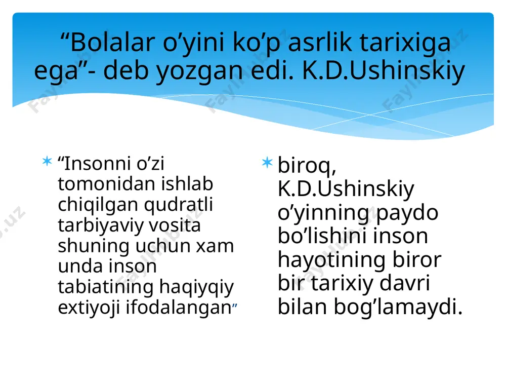 abgacha pedagogika. – t.: ilm-ziyo., 2013 y. u. qoraboev. o‘zbek halq bayramlari. t.: t.: sharq, 2000 y. t.usmonxo‘jaev. ming bir o‘yin. t.: o‘qituvchi. 2004 y. e'tiboringiz uchun raxmat. image2.jpeg image3.jpeg image4.jpeg image5.jpeg image6.jpeg image7.png image8.jpeg image9.jpeg image10.png image11.jpeg image12.jpeg image13.jpeg image14.jpeg image15.jpeg image16.jpeg image17.jpeg image18.jpeg image19.jpeg image20.jpeg image21.jpeg image22.jpeg image23.jpeg image24.png /docprops/thumbnail.jpeg