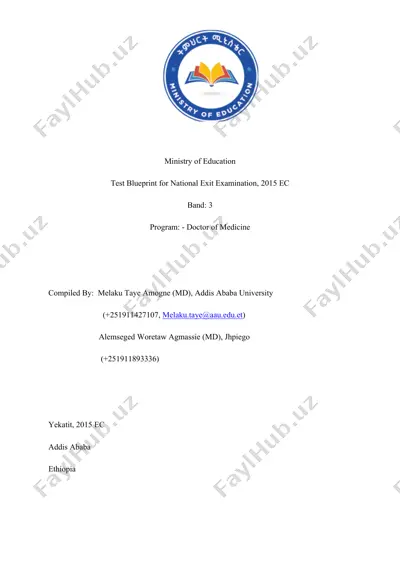 national exit examination test blueprint, 2015 ec — DOC