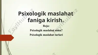 psixologik maslahat faniga kirish — PPTX