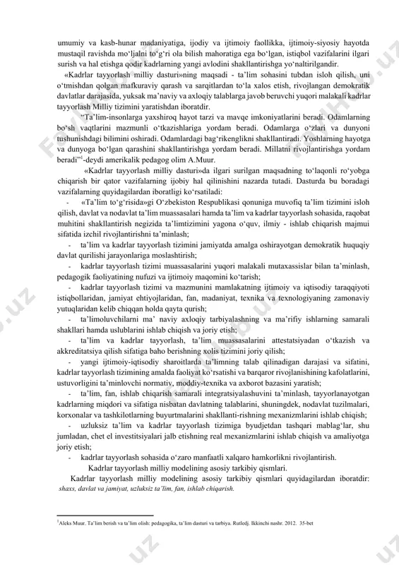 odda. o‘zbekiston respublikasining ayrim qonun hujjatlarini o‘z kuchini yo‘qotgan deb topish 73-modda. ushbu qonunning ijrosini, yetkazilishini, mohiyati va ahamiyati tushuntirilishini ta’minlash 74-modda. qonun hujjatlarini ushbu qonunga muvofiqlashtirish 75-modda. ushbu qonunning kuchga kirishi ushbu qonun rasmiy e’lon qilingan kundan e’tiboran kuchga kiradi. o‘zbekiston respublikasining prezidenti sh. mirziyoyev toshkent sh., 2020-yil 23-sentabr, o‘rq-637-son. (qonun hujjatlari ma’lumotlari milliy bazasi, 24.09.2020-y., 03/20/637/1313-son) 4-modda. ta’lim sohasidagi asosiy prinsiplar. ta’lim sohasidagi asosiy prinsiplar quyidagilardan iborat: ta’lim ustuvorligining tan olinishi; ta’lim olish shaklini tanlash erkinligi; ta’lim sohasida kamsitishlarga yo‘l qo‘yilmasligi; ta’lim olishga doir teng imkoniyatlarning ta’minlanishi; ta’lim va tarbiyaga milliy hamda umuminsoniy qadriyatlarning singdirilganligi; ta’lim va tarbiyaning insonparvarlik, demokratik xususiyati; ta’limning uzluksizligi va izchilligi; o‘n bir yillik ta’limning hamda olti yoshdan yetti yoshgacha bo‘lgan bolalarni bir yil davomida umumiy o‘rta ta’limga tayyorlashning majburiyligi; davlat ta’lim standartlari va davlat ta’lim talablari doirasida ta’lim olishning hamma uchun ochiqligi; o‘quv dasturlarini tanlashga doir yondashuvning yagonaligi va tabaqalashtirilganligi; insonning butun hayoti …