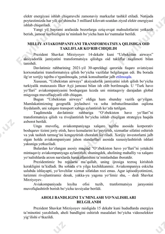 aramog‘idan mahrum bo‘lgan bolalar alohida e’tiborga olingan. davlat tomonidan berilgan imtiyozlar natijasida bunday bolalarni o‘z bag‘riga olayotgan oilalar ortib bormoqda. jumladan, 131 ta oilaviy bolalar uylari tashkil etilib, 808 nafar o‘g‘il-qiz tarbiyaga olingan. uchtepa tumanidagi mazkur oilaviy bolalar uyi ham shu boradagi ishlarning mantiqiy davomidir. 2 qavatli bino milliy gvardiya tomonidan rekonstruksiya qilinib, 12 ta oila uchun sharoit yaratilgan. barcha xonadonlar maishiy texnika, mebel va xo‘jalik jihozlari bilan ta’minlangan. prezidentimiz shunday oilalardan biri – inomjon va dildora davlatovlar xonadonida bo‘ldi. ular 4 nafar yetim bolani o‘z qaramog‘iga olgan. bolajonlar o‘z oilasi bo‘lishini orzu qilgani, davlat e’tibori bilan bu orzusi ushalganini aytishdi. ota-onalarning o‘z farzandlari va tarbiyaga olingan bolalar shu yerdagi 238-umumta’lim maktabida ta’lim oladi. majmuada 2 ta sport zali, mini-futbol stadioni, o‘yin va vorkaut maydonchalari, yozgi sahna, xiyobon tashkil etilgan. manzarali va mevali daraxt nihollari ekilgan. mo‘jazgina tomorqada ro‘zg‘orbop mahsulotlar yetishtiriladi. davlatimiz rahbari o‘quv va sport to‘garaklarini kirib ko‘rdi, yoshlar …