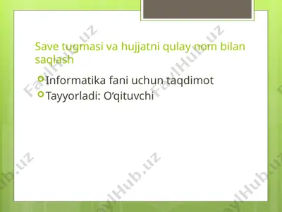 save tugmasi va hujjatni qulay nom bilan saqlash — PPTX