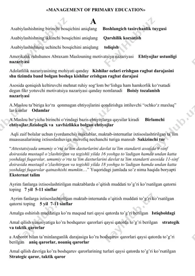 management of primary education — DOCX