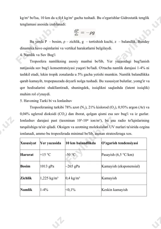 ldingi tarqalish) effektidan foydalanadi, bu esa signallarni aks ettirib, qabul qiluvchi tomoniga yo'naltiradi. tarixiy jihatdan, troposcatter 1950-yillarda aqsh va yevropada uzoq masofali aloqa uchun ishlab chiqilgan. masalan, tinch okeani scatter aloqa tizimi (pacific scatter communications system) 11 900 km masofani qoplashga muvaffaq bo'lgan. bugungi kunda u 300 mhz dan 5 ghz gacha chastotalarda ishlaydi va 100 dan ortiq kanallarni bir vaqtda uzatishga qodir. ish prinsipi tizimning asosiy prinsipi quyidagicha: uzatuvchi antennadan chiqarilgan yuqori quvvatli mikrotolqinli signallar (odatda 10-100 kvt) troposferaga yo'naltiriladi. bu signallar qatlamdagi havo zarralarining zichligi va harorat farqlari (reynolds stress) bilan o'zaro ta'sirda tarqalib, qabul qiluvchi antennaga yetib boradi. tarqalishning samaradorligi antennalarning balandlik burchagi (1-5 daraja) va diversifikatsiya (bir necha antennadan foydalanish) orqali oshiriladi. protsessning asosiy bosqichlari: · uzatish: yuqori quvvatli uzatgich va parabolik antennalar (diametri 10-30 m) signallarni troposferaga yuboradi. · tarqalish: signallar troposferadagi turbulensiya va refraksiya orqali 250-500 km masofaga yetib boradi. · qabul: qabul qiluvchi …