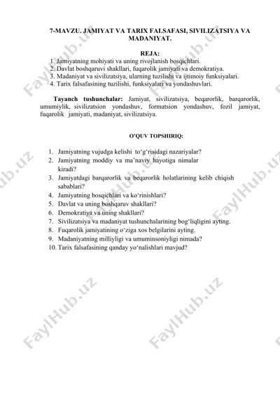 jamaat va tarix falsafasi — DOCX