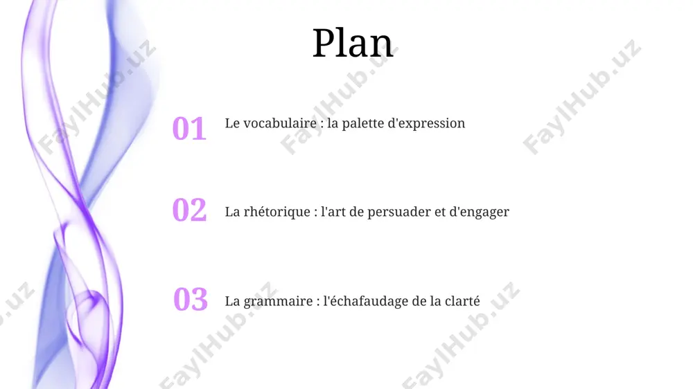 : construire un récit captivant le schéma narratif classique en 5 étapes (exposition, élément déclencheur, péripéties, climax, dénouement) offre un cadre pour construire un récit captivant. maîtriser ces 5 étapes est essentiel. l'utilisation stratégique des 3 actes (installation, confrontation, résolution) peut intensifier la tension dramatique. un bon équilibre entre ces 3 parties assure un récit rythmé. la grammaire : l'échafaudage de la clarté la grammaire permet de construire des phrases compréhensibles; 90% de la clarté dépend de l'ordre des mots et de la concordance des temps, évitant ainsi les ambiguïtés grammaticales. comprendre les 10 classes de mots (noms, verbes, adjectifs, etc.) est essentiel. la grammaire structure le sens; elle assure une communication fluide et efficace à travers 3 aspects fondamentaux. le ton et la voix : révéler la personnalité de l'auteur le ton et la voix : révéler la personnalité de l'auteur la voix narrative unique, forgée par le vocabulaire …