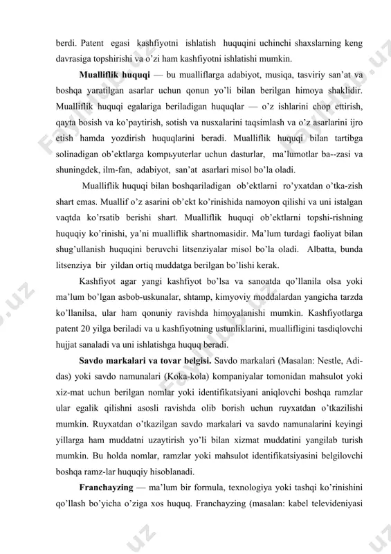 va shunga o’xshashlarni) bajarishga mo’ljallangan hamda korxonani o’zida yaratilgan yoki sotib olingan dasturlardir. kompьyuter dasturlarini takomillashtirish bilan bog’liq bo’lgan xara-jatlar hisobi tarmokning kengayib borishi va amaliyotda ishlab chiqarilgan yangi hisob jarayonlarini paydo bo’lishi bilan o’ta muhim ahamiyat kasb etmoqda. kompьyuter dasturlari va ularni takomillashtirishga qilingan investi-tsiyalar kompьyuter dasturiy ta’minoti, bilan shugullanuvchi korxonalarda boshqa aktivlar sifatida ko’riladi. kompьyuter dasturiy ta’minotiga qilingan harajat- larni kapitalizatsiyalashtirish, sotish yoki keng foydalanish uchun ijaraga berish-ga mo’ljallangan kompьyuterning dasturiy ta’minotini rivojlantirish, ilmiy tadqiqotlar va ishlanmalar xarajatlarning salmoqli qismini tashkil etadi. hisobga olishda asosiy masala bo’lib, dasturiy ta’minot to’plamlarini takomil-lashtirishda amalga oshirilgan qanday xarajatlar hisobdan chiqarilishi va qan-daylari kapitalizatsiyalashtirilishi kerakligiga ahamiyat beriladi. dasturiy ta’minot hisobida quyidagi holatlarga alohida e’tibor qaratish lozim: sotish yoki ijaraga berish uchun mo’ljallangan kompьyuter dasturiy ta’-minotini ishlab chiqarishga ketgan barcha xarajatlar, ilmiy tadqiqotlar va ishlanmalar xarajatlari hisoblanadi hamda hisobdan chiqarilishi lozim; тexnik iqtisodiy asoslashni o’tkazish uchun ishlab chiqarilgan mah-sulotning asl nusxalarini ishlab chiqarishga …