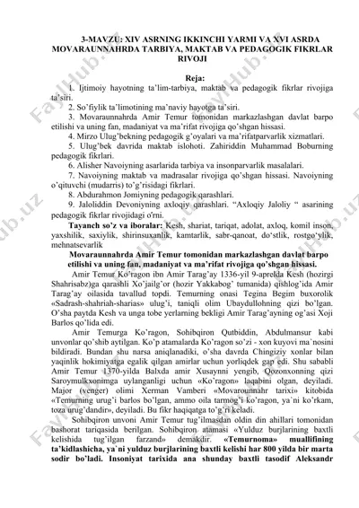 movaraunnahrda amir temur tomonidan markazlashgan davlat — DOC