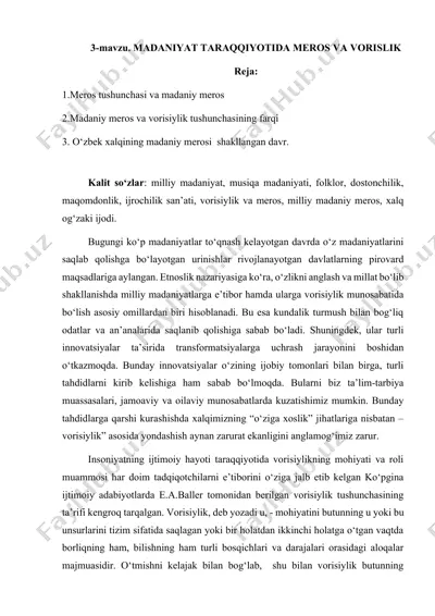 madaniyat taraqqiyotida meros va vorislik — DOCX