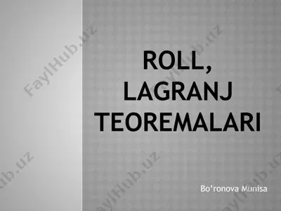 roll, lagranj teoremalari — PPTX