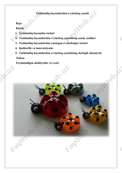 tashlandiq buyumlardan o‘yinchoq yasash — DOCX