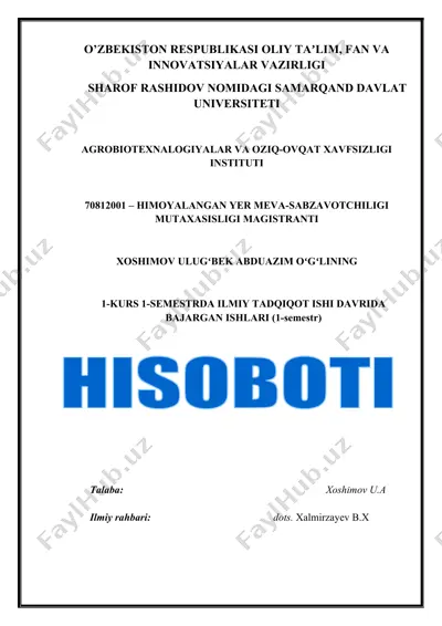 himoyalangan yer meva-sabzavotchiligi mutaxasisligi magistranti — DOCX
