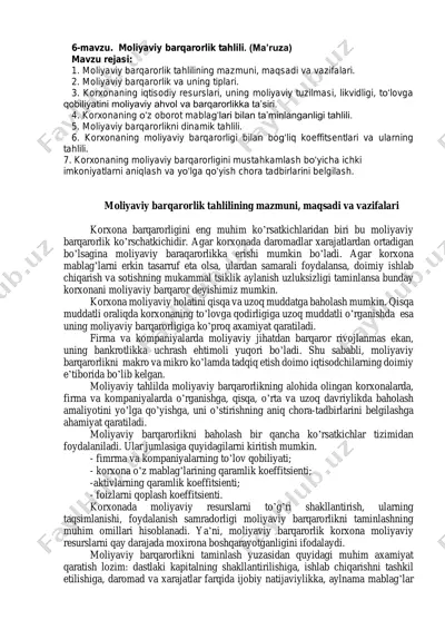 moliyaviy barqarorlik tahlili — PDF