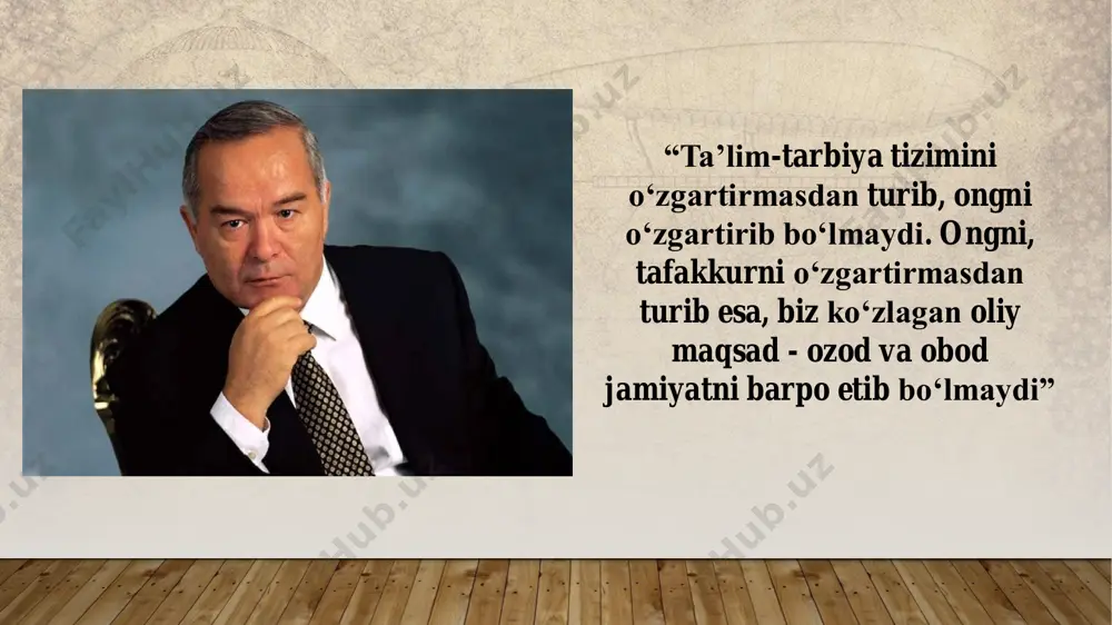ar har xil darajadagi partiya va komsomol maktablarida, kommunistik mafkura targ‘ibotchisi va tashviqotchilarini tayyorlaydigan universitet va akademiyalarda tayyorlangan bo‘lsa, endilikda bu o‘quv yurtlari, tabiiyki, tarix sahnasidan tushib qoldi. 1993-yilda oliy ta’lim tizimidagi islohotlarga keng e’tibor berildi. bu masala о‘zbekiston respublikasi vazirlar mahkamasida alohida yig‘inda tahlil etildi. oliy о‘quv yurtlarining ahvoli va ularni ishlab chiqarish korxonalari bilan munosabatlari takomillashtirish maqsadida test tizimiga о‘tish zarurligi kun tartibiga qо‘yildi. 1997-yil 29-avgustda o‘zbekiston respublikasi oliy majlisi ix sessiyasida qabul qilingan “ta’lim to‘g‘risida”gi qonun va u asosida «kadrlar tayyorlash milliy dasturi»ning ilk chizmalarini ko‘rish mumkin edi. ta’lim tizimida oliy ta’limda fanlar asosida o‘qishga qabul qilish ham adolatli tartibda kechishini ta’minlash uchun test tizimiga o‘tildi. bu hujjatlar asosida o‘zbekistonda 9 yillik umum ta’limdan so‘ng, 3 yillik akademik litsey yoki kasb-hunar kollejlarida ixtiyoriy-majburiy ta’lim joriy etildi. ta’lim islohotlari bosqichma-bosqich amalga oshirildi: 1-bosqich - 1997-2000-yillarni ichiga olib, unda ta’limning huquqiy-me‘yoriy, ilmiy-metodik, moddiy shart-sharoitlari yaratildi. hozirgi kunga kelib o‘zluksiz …