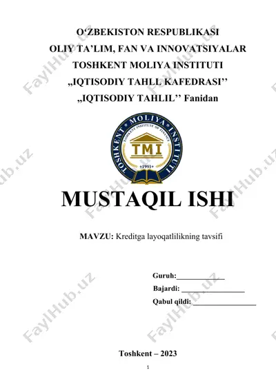 kreditga layoqatlilikning tavsifi — DOCX