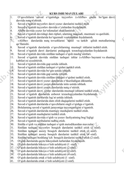 savod oʻrgatish darslari — DOC