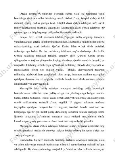 istiqlol davri o'zbek adabiyot — DOC