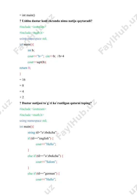 c++ dasturlash tili haqida savollar - Page 5