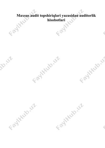 maxsus audit topshiriqlari yuzasidan auditorlik hisobotlari — DOC