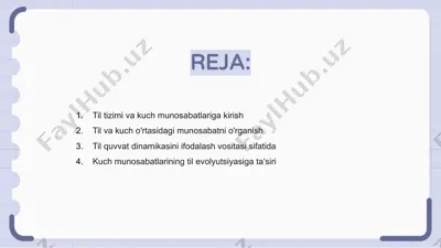 til tizimi va kuch munosabatlariga kirish — PPTX