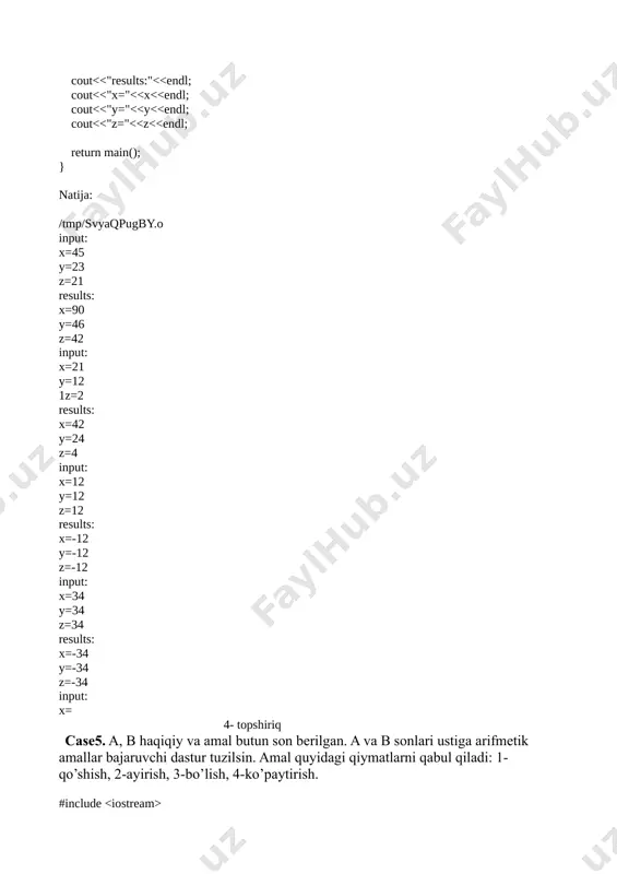chiziqli, tarmoqlanish va uzilishlarni tashkil etish operatorlari - Page 3