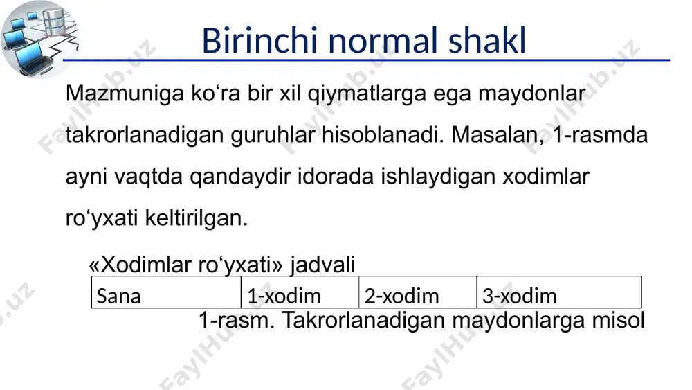 normallashtirish. normalformalar - Page 4