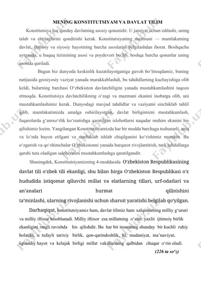 konstitutsiya va davlat tilim — DOCX