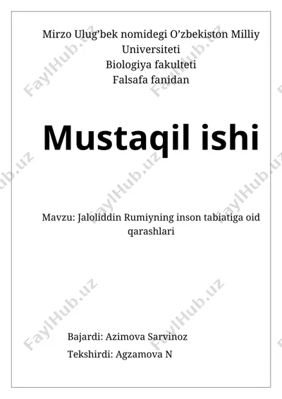 jaloliddin rumiyning inson tabiatiga oid qarashlari — DOC