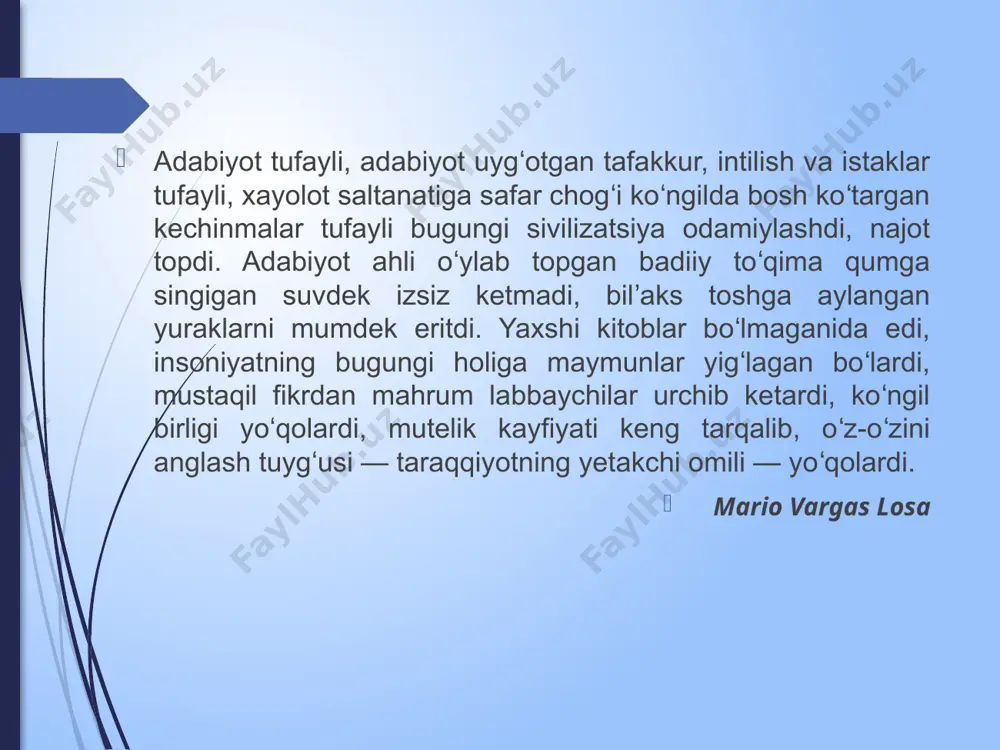 ilik hissini qaror toptirish barchamizning asosiy burchimizdir. bu xayrli ishlarda barchaga sogʻliq salomatlik, ulkan zafarlar tilaymiz. xamisha oʻz zamonasining shoiri donoyi davroni boʻlish xar birimizga nasib etsin eʼtiboringiz uchun rahmat ! image1.jpeg image2.png image3.png image4.png image5.png image6.png image7.jpeg image8.png image9.png image10.png image11.png image12.png image13.png image14.png image15.png image16.png image17.png image18.png /docprops/thumbnail.jpeg