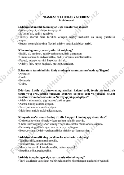 basics of literary studies — DOC