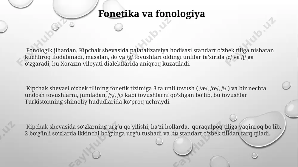 otchilar uning taʼsirini 1000 km² dan ortiq maydonni egallagan deb hisoblaydilar. qipchoq shevasining tarqalishida tarixiy oʻtror, janubiy qozogʻiston va turkmanistonning ba’zi qismlari kabi hududlar muhim rol oʻynagan. e'tiboringiz uchun rahmat @taqdimot_robot image1.png image2.png image3.png