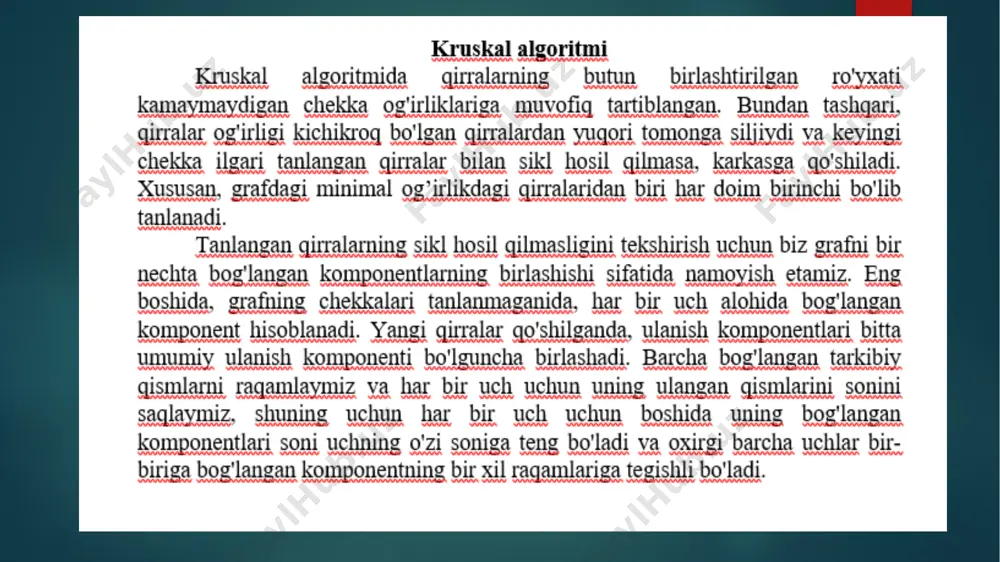 7-ma’ruza: graflarda eng kichik uzunlikdagi daraxtlarni qurish algoritmlari - Page 5