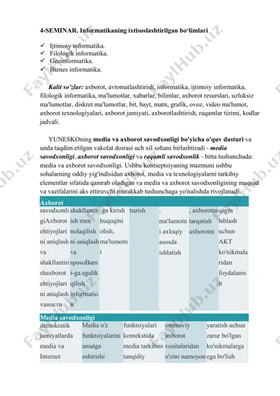 informatikaning ixtisoslashtirilgan boʻlimlari — PDF