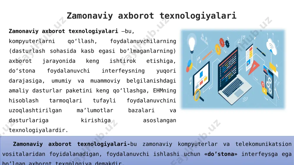 moyon bo‘ladi. mazkur ko‘nikmalarni­ ta’lim va amaliyot doirasida rivojlantirish­ mumkin. tanqidiy tahlil ko‘nikmalari turli tahliliy vositalardan­ foydalangan holda, turfa xil media kontentni talqin qila olish va ahamiyatini tushunishni bildiradi. ushbu ko‘nikmalar­ rang-barang mediakontent va janrlarni­ o‘rganish orqali yaxshiroq rivojlanadi. xavfsizlik ko‘nikmalari murakkab vaziyatlardan­ chiqish va ularni­ oldini olish qobiliyatida namoyon bo‘ladi. virtual makondan xavfsiz foydalanish, shaxsiy makonni himoya qilish hamda zararli kontent va muloqotdan voz kechishni nazarda tutadi shaxsning axborot tayyorgarligi tarkibiy tuzilishi quyidagicha: 01 02 03 04 o‘zining axborot ehtiyojini ifodalash, axborot so‘rovlarini shakllantirish qobiliyati axborot rеsurslari bilimi kutubxonalar imkoniyatlarini bilish va ulardan foydalanish qobiliyati axborot qidiruvini amalga oshirish qobiliyati axborotlarni qayta ishlash bilim va ko‘nikmalari axborotlarga tanqidiy yondashish, ularni tushunish va baholash hamda ulardan ijodiy foydalanish ko‘nikmalari zamonaviy axborot kommunikatsiya tеxnologiyalaridan foydalana bilish ijtimoyi tаrmoqlаrdа аxborot аlmаshuv madaniyati. ijtimoiy tarmoq — bu qiziqishlari oʻxshash yoki oflayn aloqaga ega boʻlgan odamlar oʻrtasida muloqot qilish, tanishish, ijtimoiy munosabatlar yaratish uchun, …