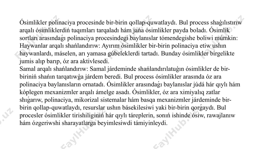 hám keselliklerge shıdamlı sortlardıń birlesiwi ósimliklerdiń ónimin sezilerli dárejede arttırıwı múmkin. gidrillestiriw selekciya procesinde keń qollanılatuģın usıl bolip, ósimlikler yaki haywanlar toparlarınıń eń jaqsı ózgesheliklerin birlestiriwdi maqset etedi. gidrellestiriw (yamasa gibridlew) járdeminde jana sortlar yamasa túrler jaratıw, bar sortlardıń sapasın jaqsılaw múmkin. bul procestiń bir qatar abzallıqları bar bolıp, olar selekciya procesinde júdá úlken áhmiyetke iye. 1. joqarı ónimdi alıw gidrilleniwdiń eń úlken abzallıqlarınan biri - jana ósimlik sortlarınıń ónimdarlıǵın arttırıw imkaniyatı. eki túrli sorttıń gibridleniwi arqalı jana sortlardıń ónim beriw qábileti artadı. máselen, joqarı ónim beriwshi hám keselliklerge shıdamlı sortlardıń birlesiwi ósimliklerdiń ónimin sezilerli dárejede arttırıwı múmkin. 2. keselliklerge hám ziyanlılarǵa shidamlılıq gúrilis arqalı jańa sortlardıń keselliklerge hám zıyankeslerge shıdamlılıǵı arttırılıwı múmkin. túrli ósimlik túrleriniń óz ara shaģılısıwı, bir-biriniń unamlı genetikalıq qásiyetlerin keltirip shıǵaradı, bul bolsa jańa sortlardıń keselliklerge hám zıyankeslerge qarsı bekkem bolıwına járdem beredi. bul ósimliklerdi kemirek ximiyalıq zatlar hám pesticidler menen emlew imkaniyatın beredi, bul bolsa …