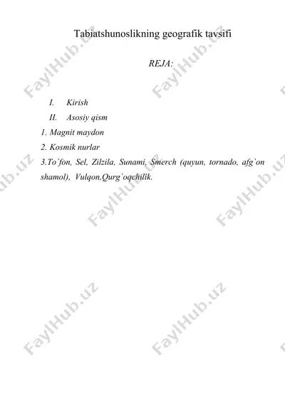 tabiatshunoslikning gеografik tavsifi — DOC
