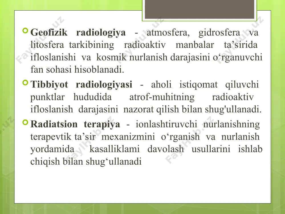 o’lchash orqali, uning konformasion holati haqida ma’lumotga ega bo’lishi mumkin. oqsilning xususiy ultrabinafsha fluoressensiyasi yordamida, unda triptofan va tirozin qoldig`i ulari­ning bor- yo’qligini aniqlash mumkin. uning parametrlari ularning mikroqurshoviga bog’liq ravishda o’zgaradi. masalan, trip­tofanlar fluoressensiyasining kvant chiqishi 0,1-0,4 oralig’ida bo’lib, spektr maksimumi 320-325 nmda qayd etiladi. fluoressensiya spektrofotometrlardan farqlanadigan, fluorametrlarda o’lchanadi. ularda fluoressensiya qo’zg’atuvchi va uni qayd etuvchi sistemalar mavjud. nurlanishsiz amalga oshuvchi o’tishlar bu xil o’tishlarni ikki turga ajratish mumkin:bir xil multipletlikka ega, har xil elektronli qo’zg’alish holatlari aro molekulyarli nurlanishsiz o’tishlar, ya’ni singnet- sing­net (s1  so) va triplet- triplet (t2  t1) o’tishlar imkoni ham mavjud bo’lib, bunday o’tishlar ichki konversiya deb ataladi. har xil multipletlikka ega holatlararo molekulyarli o’tishlar (ya’ni s1  t1, t1  so), bunday o’tishlar interkombinasion konversiya deb ataladi. energiyaning qo’zg’algan molekuladan atrofdagi boshqa molekulalarga uzatilishi ham nurlanishsiz o’tishga tegishlidir. bunda elektron energiyasi tebranma, aylanma va ilgarilama harakat energiyalari sifatida uzatilishi mumkin. elektron …