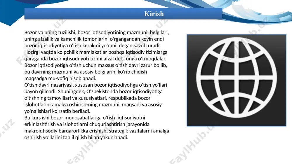 yotiga o'tish yo'llari (modellari) xilma-xil bo'lib, ularning umumiy va xususiy to-monlari farqlanadi. bozor iqtisodiyotiga o’tish davri hozirgi sharoitda ijtimoiy davlat quyidagi vazifalarni bajarib, ijtimoiy adolat va faravonlik g`oyasini amalga oshirishga da`vat etilgan: -jamiyatni ijtimoiy rivojlantirish va strategik ijtimoiy siyosat kontseptsiyasini ishlab chiqish; -ko`p ukladli iqtisodiyotning ijtimoiy asoslangan zaminlarini yaratish; -muvofiq keluvchi moliyaviy va moddiy ta`minotli ijtimoiy dasturlar ustuvorliklarini tuzish va belgilash; -ijtimoiy siyosat va ijtimoiy dasturlarning mafkuraviy hamda axborot ta`minoti; -ham umummilliy, ham mintaqaviy darajada davlat ijtimoiy muassasalarining ijtimoiy muammolarni hal qilish bilan shug`ullanadigan jamoatchilik va diniy tashkilotlar, siyosiy partiyalar hamkorligini qamrab oladigan ijtimoiy boshqaruv tizimini shakllantirish;-davlat ijtimoiy vazifalari majmuining sistemali huquqiy ta`minoti. umumiy davlat farovonligini tashkil etish davridagi iqtisodiy o`sishning yuqori sur`atlari ijtimoiy – madaniy sohani moliyalash hajmini, ya`ni «inson sarmoyasiga» qo`yilmalar hajmini ko`paytirishda katta imkoniyat bergan. shu bilan birga, keyinchalik ijtimoiy-madaniy sohada davlat roli ortib borishining salbiy tomonlari ko`rina boshlagan. ortib borayotgan ijtimoiy xarajatlar hajmi va byudjetga kelib …