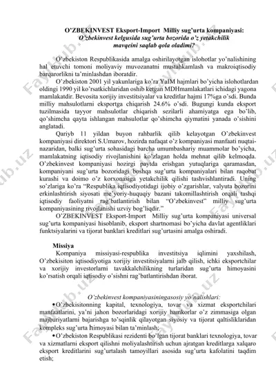 o’zbekinvest eksport-import milliy sug’urta kompaniyasi — DOCX