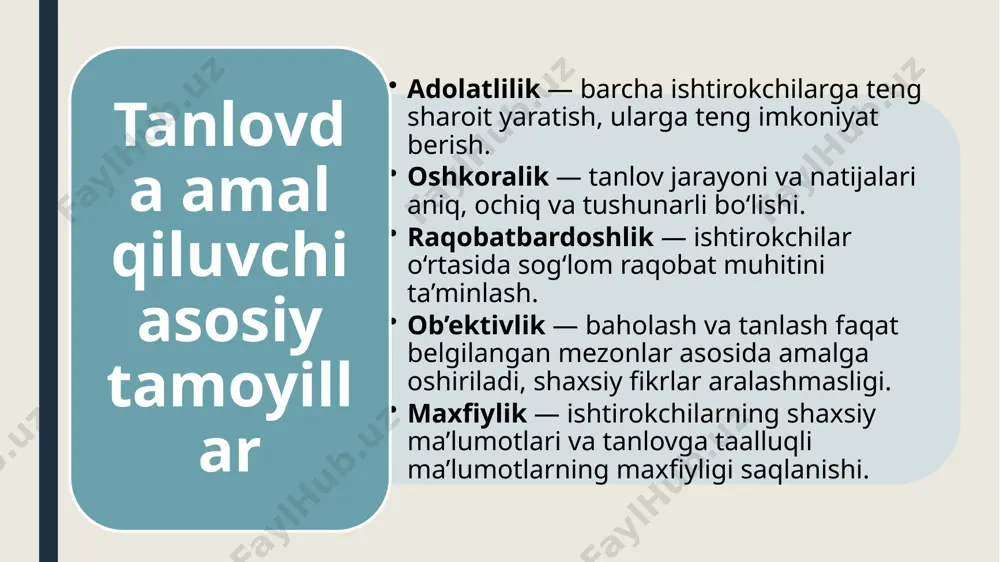 tanlovning tamoyillari.tanlovning vositalari va usullarini qayt etish - Page 4