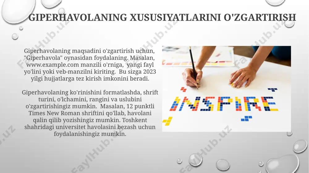 microsoft word matn muharririda gipersilka obyektlari bilan ishlash va tahrirlash - Page 3