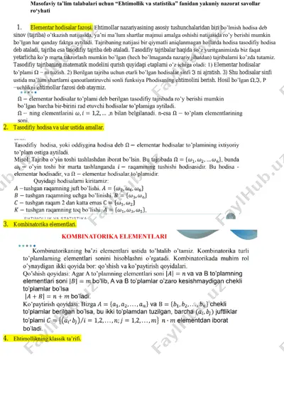 ehtimollik va statistika — PDF