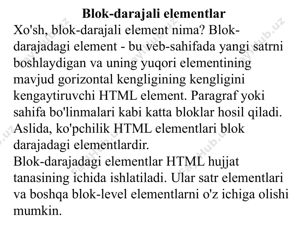 html «class», «block» va «inline» elementlar, «forms», «layout» va «semantics» - Page 5