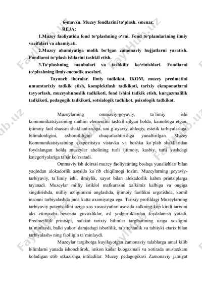 muzey fondlarini to‘plash seminar — DOCX