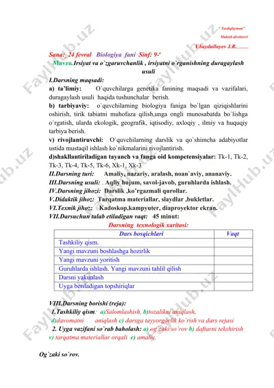 irsiyat va o`zgaruvchanlik — DOCX