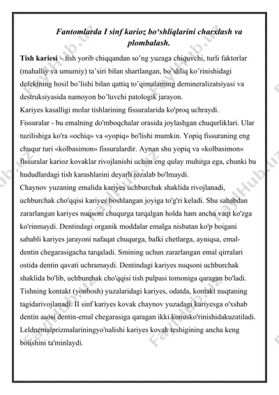 tish kariesi haqida ma'lumotlar — DOCX