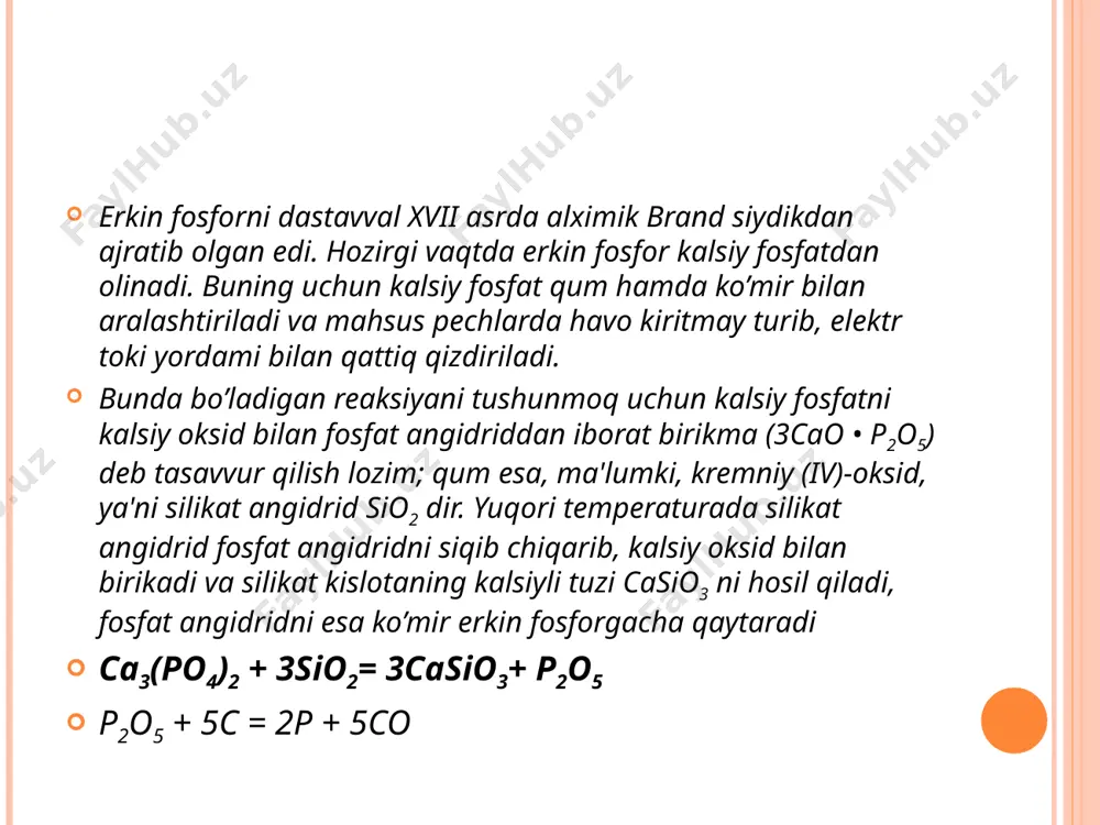 respublikamizda, asosan suvda eruvchan o’g’itlar qo’llaniladi, bular jumlasiga oddiy va qo’shsuperfosfat kiradi.fosforli o’g’itlar tabiiy minerallar - fosforit va apatitdan olinadi. markaziy osiyo mamlakatlarida fosforitlar janubiy qozog’istonda kara-tau konida uchraydi. shu kunlarda o’zbekistonning qizilqum fosforit konlaridan ham foydalanilmoqda. hozirgi kunda deyarli hamma zavodlar fosforli o’g’itlarni kara-tau fosforitlaridan ishlab chiqarmoqdalar.oddiy superfosfat kulrang, mayda kukun yoki donalar holida bo’lib, tarkibida 14-18 % p2o5 ega bo’lgan suvda eruvchan o’g’itlardir. oddiy superfosfat ishlab chiqarish texnologiyasi o’zining oddiyligi va arzonligi bilan farq qiladi. azotli o’g’itlar azotli o’g’itlaro’simlikni oziqlantirishda ayniqsa azot elementlarining roli katta. azot oqsil moddasining tarkibiga kiradi, oqsil esa o’simlik va hayvonot hayoti uchun eng ke­rak bo’lgan protoplazma to’qimalarini tashkil qiluvchi modda bo’lib hisoblanadi. bundan tashqari, azot xloro­fill tarkibiga ham kiradi. azot o’g’it sifatida deyarlik hamma azot birikmalari: nh4no3, nano3, kno3,ca(no3)2, nh3 va boshqalar qo’llanilishi mumkin. shular turkumidan qishloq xo’jaligida ko’proq ammoniy selitrasi, karbamid va qisman ammiakli suvi qo’llaniladi. so’nggi yillarda o’zbekiston fanlar akademiyasi umumiy …