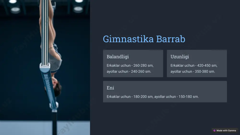 gimnastika jihozlari va ularing o'lchamlari - Page 5