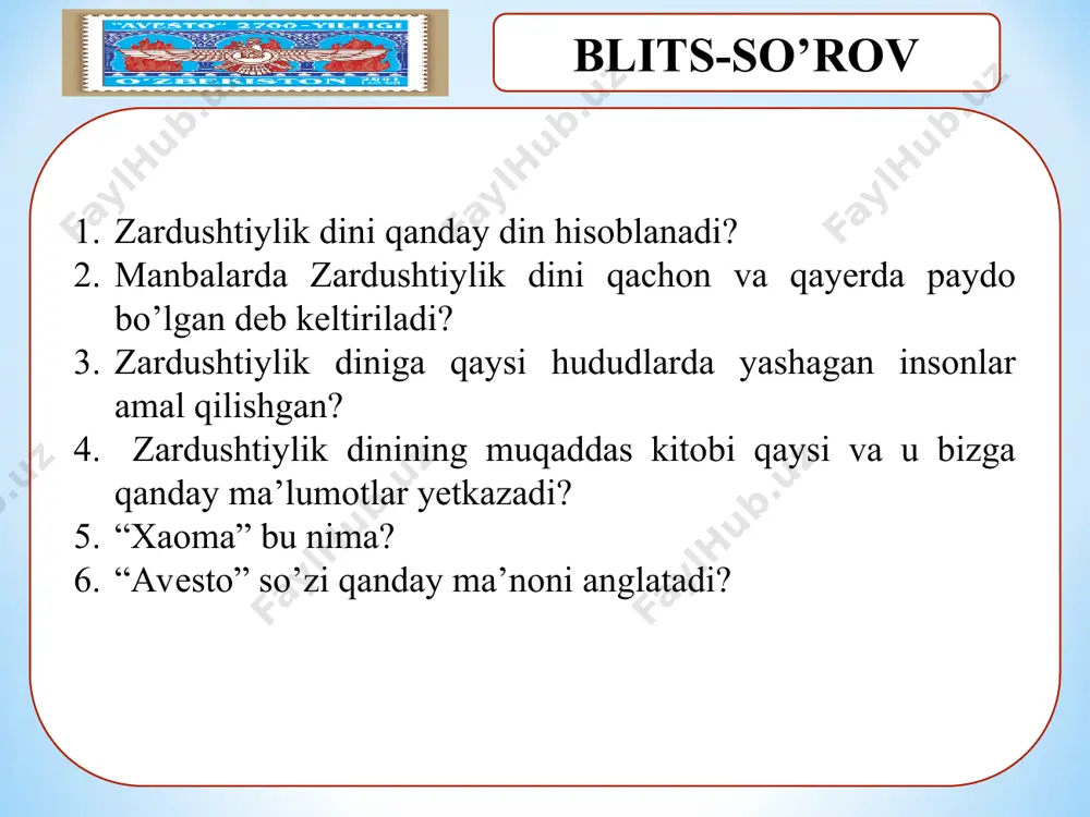 uqiy va axloqiy me’yorlari “qur’on” va uning tafsirlari, “hadisi sharif”, shariat qoidalari bitilgan qo’llanmalar hamda ilohiyotga oid adabiyotlar mazmunida batafsil ifodalangan. vujudga kelishi milodiy vii asrda arabiston yarim orolida yakkaxudolikka asoslangan islom dini butun arab qabilalarini birlashtirdi. bu dinning payg’ambari muhammad ibn abdulloh (s.a.v) 570-yil makka shahrida tug’ilgan . muhammad (s.a.v) yoshligidan ota onasidan yetim qolib amakisi abu tolib qo’lida tarbiya olgan. muhammad (s.a.v) 40 yoshligida allohdan vahiy kela boshlaydi va makka ahliga dinni targ’ib qilishga kirishadi. makkalik sayyidlar bu dinga qarshi chiqqach juda kam musulmonlar madinaga ko’chib o’tadilar . mdinaliklar musulmonlarni yaxshi kutib olishadi va bu din aynan madinada quvvat oladi. xalifa abu bakr (632-634) davrida arabiston yarim oroli to’liq islom dinini qabul qiladi . xalifa umar, usmon, ali, davrida hududlar kengayib eron to’liq egallanadi . keyingi xalifalar davrida xalifalik hududlari juda katta maydonlarni egallaydilar. endilikda xalifalar oldida bosib olgan hududlardagi aholini islom diniga kiritish vazifasi turardi va bu …