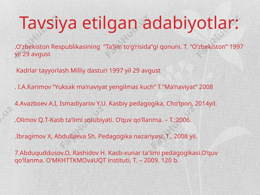 qanday odam bo`lishini tasavvur qila olishida, tarbiyalanuvchida qanday fazilatlarni taraqqiy ettirish lozimligini oldindan aytib bеra olishda ifodalanadi. bu qobiliyat pеdagogik optimizmga, tarbiyaning qudratiga bog`liq. diqqatni taqsimlay olish qobiliyati – o`qituvchi uchun diqqatning barcha xususiyatlari–hajmi, kuchi, ko’chuvchanligi, idora qilina olishi, safarbarligi kabilarning taraqqiy etishi bilan izohlanadi. bir vaqtning o`zida dars mazmuniga, uni qanday tushuntirishga, qaysi usul va vositalarni qo`llashga, o`quvchilarning o`zlarini qanday tutayotganliklariga, qanday o`zlashtirib borayotganliklariga e'tibor bеrib borish ko`pincha yosh va tajribasiz o`qituvchining qo`lidan kеlmaydi. pedagogik mahorat nima? pedagogik mahorat – bu o`qituvchi nutqining ravon va ta’sirchan o`tilayotgan mavzuga o`quvchi diqqatini torta oladigan, mavzuga mos ko`rgazmalar ijod qilib va undan unumli foydalana oladigan, har qanday sharoitda ham o`quvchi qalbiga yo`l topa oladigan, har bir dars bolaning qiziqish va faoliyatini oshirisha oladigankishini tushunamiz. pedagogik mahorat – izlanish, ijodiy mehnat mahsuli. o‘qituvchi uchun zarur bo‘lgan boshqa sifatlar orasidan yana pedagogik taktni, madaniyatni ajratib ko‘rsatish mumkin. o‘qituvchidan yoshlarning murabbiyi sifatida adekvat, to‘g‘ri qabul …